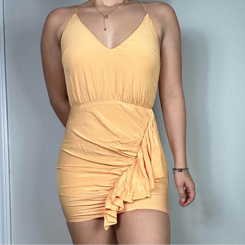 Lovers + Friends Orange Bodycon Ruffle Dress